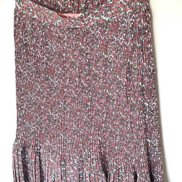 Anthropologie Skirt Womens Medium Petite Pink Midi Floral Chiffon Asymmetric Hem - Picture 4 of 11